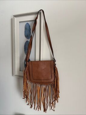 Call It Spring Tan Fringe Crossbody Bag